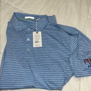 Blue Striped golf Polo Shirt XL